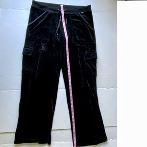 BCBG Max Aria Crushed Velvet Jogger Pants, Drawstring, Black, SzL,  Modern, Warm